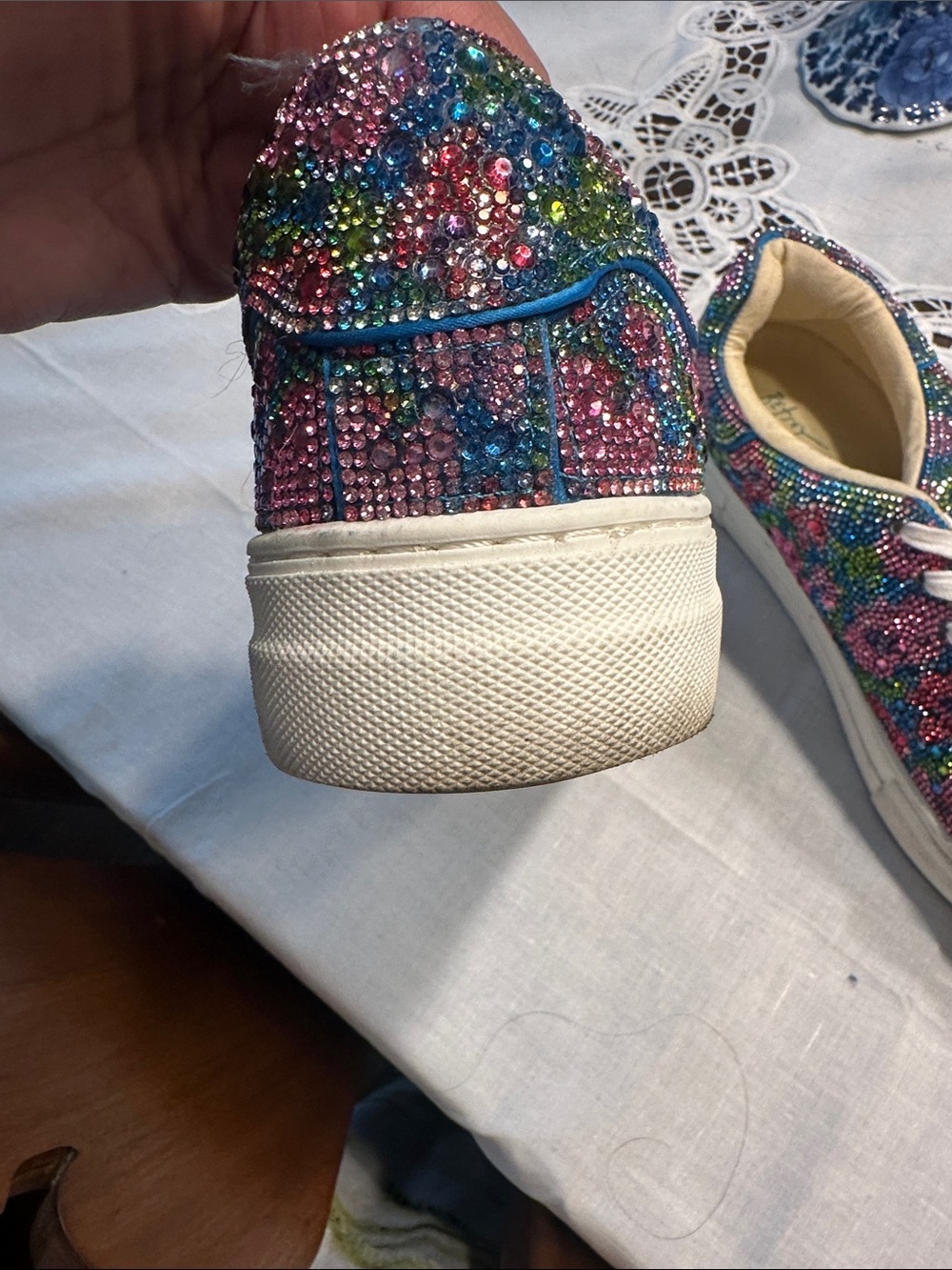 Betsey Johnson Multicolor Crystal Floral Sneakers - Picture 3 of 4